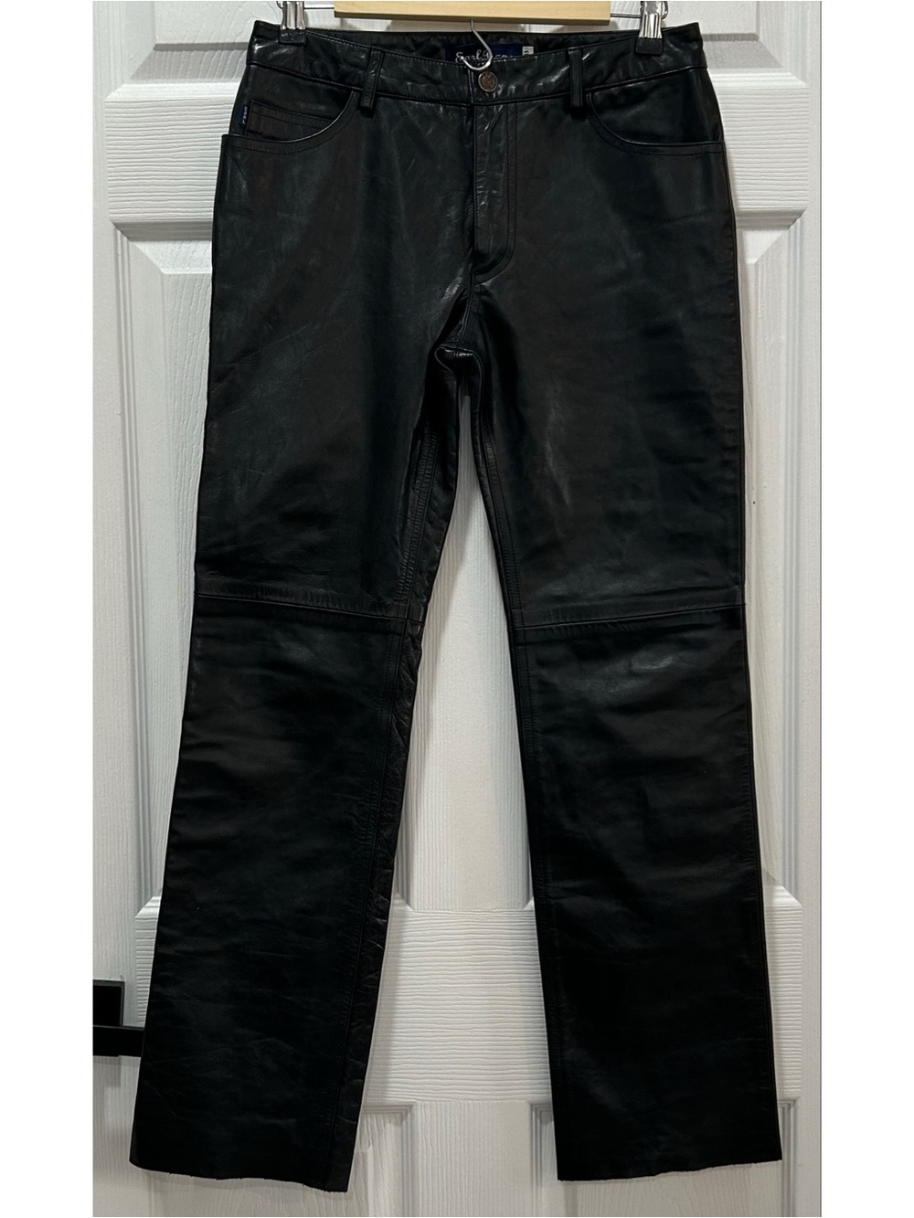 Earl Jean Leather Pants Size 28 Black Vintage Biker 90s Motto Y2K Classic